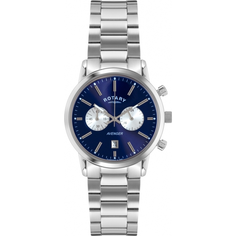 Rotary Mens Timepieces Sports Avenger Blue Silver Chronograph Watch