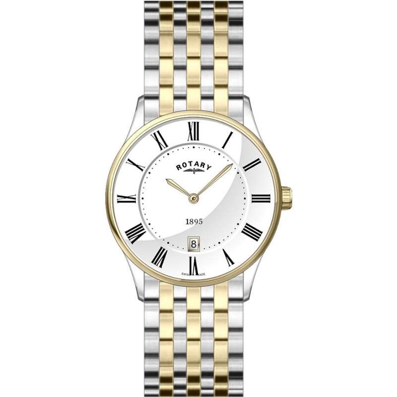 Rotary Mens Ultra Slim White Two Tone Watch