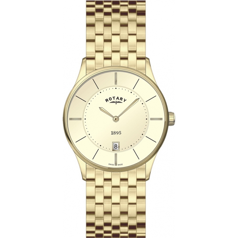 Rotary Mens Ultra Slim Champagne Gold Watch