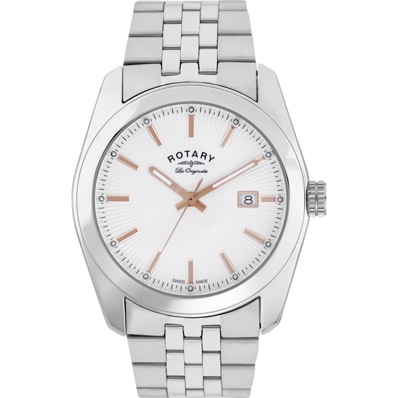 Rotary Mens Les Originales Lausanne Silver Steel Bracelet Watch