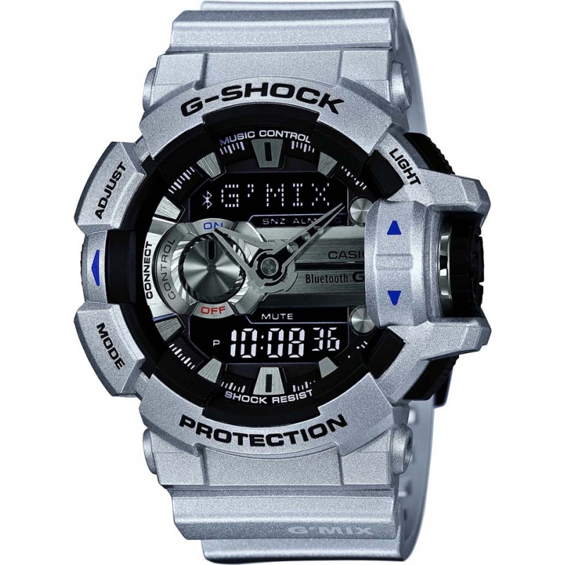 Casio Mens G-Shock Silver Resin Bluetooth Combi Watch