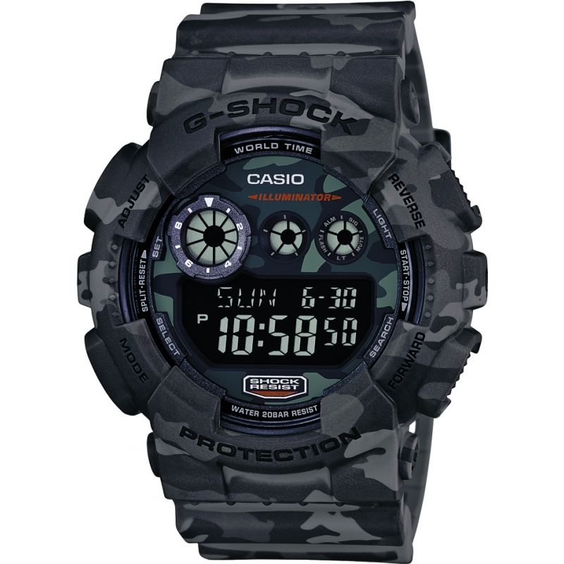 Casio Mens G-Shock World Time Resin Camo Strap Combi Watch