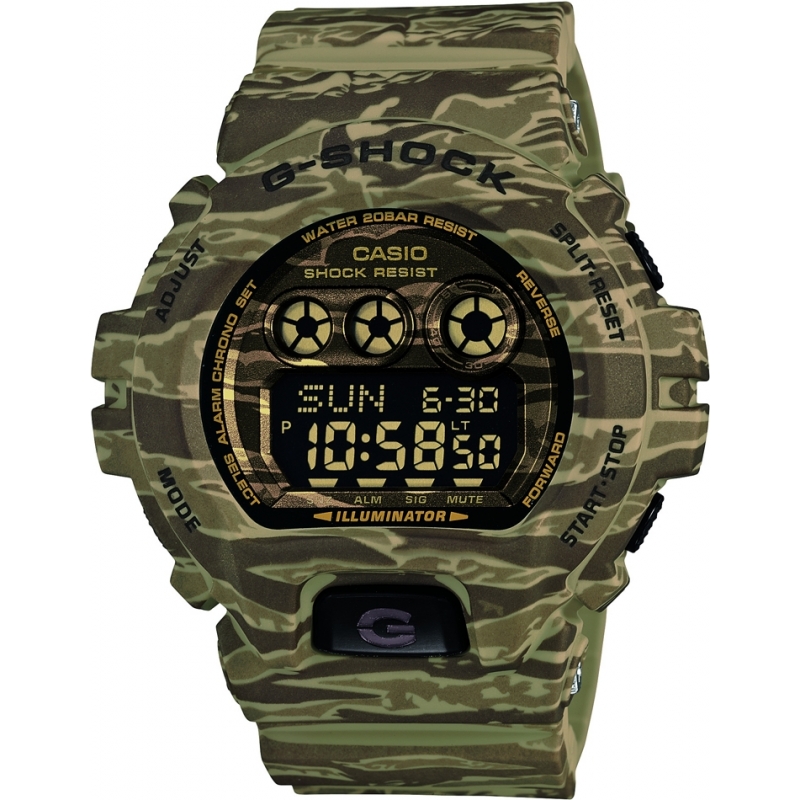 Casio Mens G-Shock Grey Green Resin Camo Strap Combi Watch