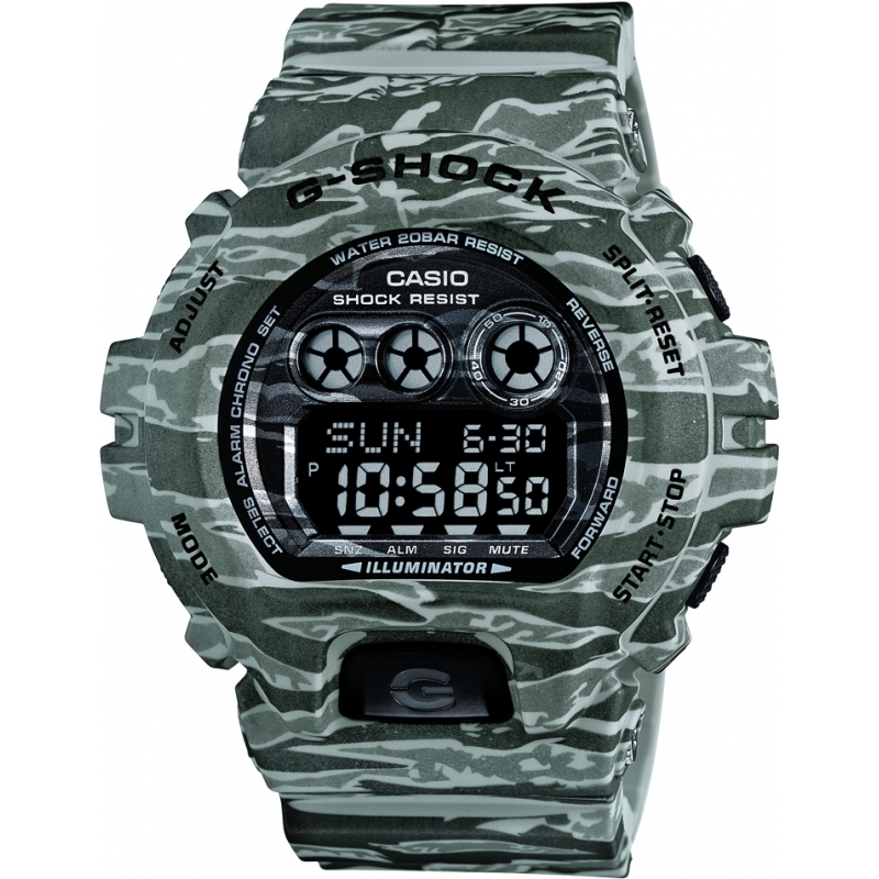 Casio Mens G-Shock Grey Black Resin Camo Strap Combi Watch