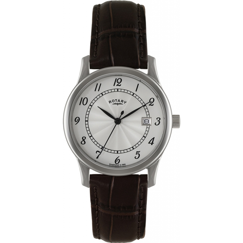 Rotary Mens Timepieces Silver Brown Watch