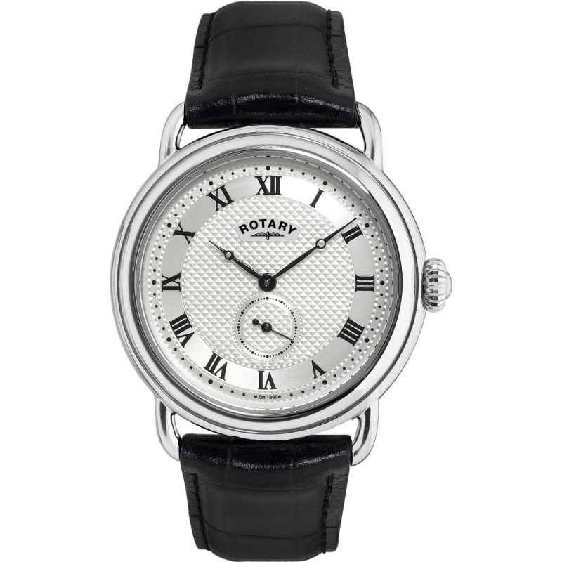 Rotary Mens Timepieces Sherlock Holmes Silver Black Watch