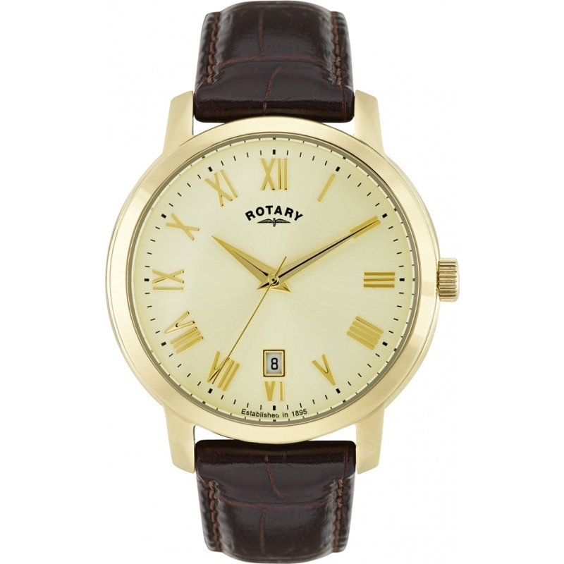 Rotary Mens Timepieces Sloane Brown Leather Strap Watch
