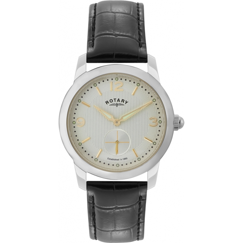 Rotary Mens Timepieces Cambridge Black Leather Strap Watch