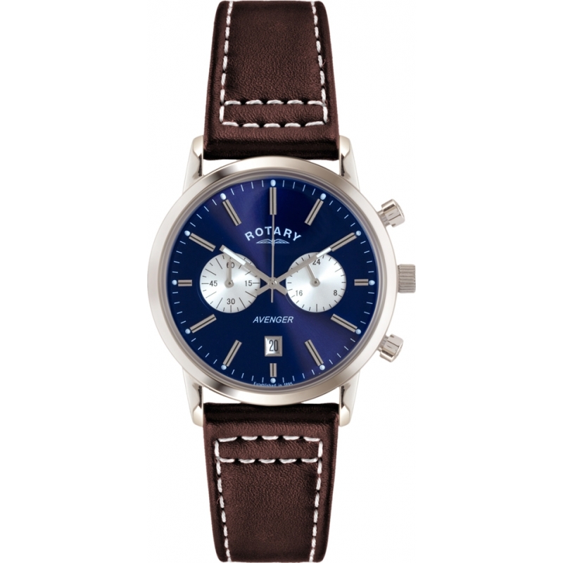 Rotary Mens Timepieces Sports Avenger Blue Brown Chronograph Watch