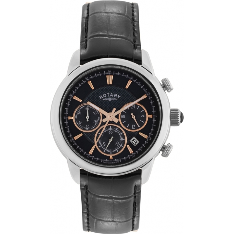 Rotary Mens Timepieces Monaco Black Chronograph Watch
