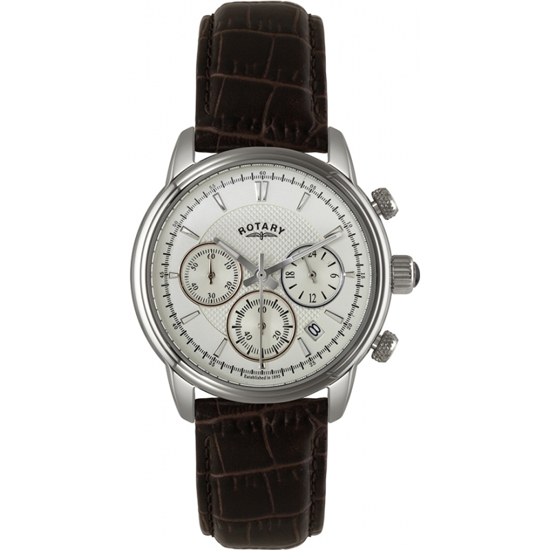 Rotary Mens Timepieces Monaco Ivory Brown Chronograph Sports Watch