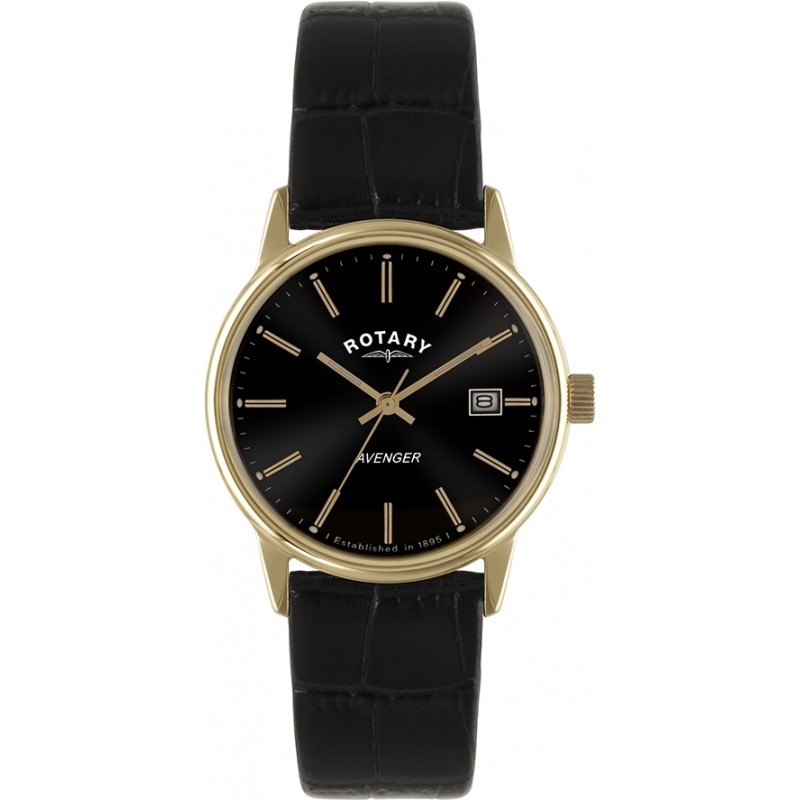 Rotary Mens Timepieces Avenger Rose Gold Black Watch