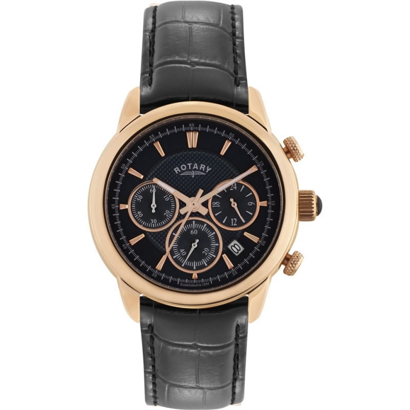 Rotary Mens Timepieces Monaco Black Chronograph Watch
