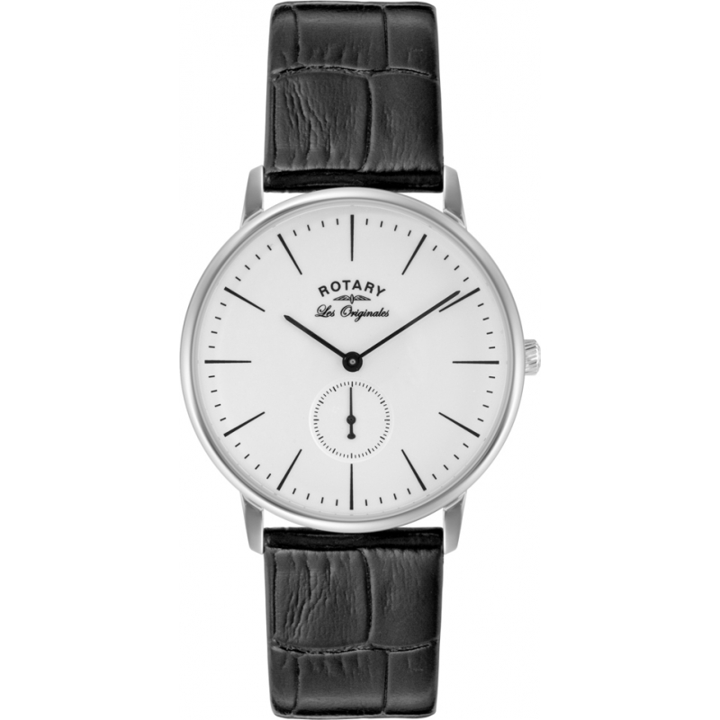 Rotary Mens Les Originales Kensington Silver Black Watch