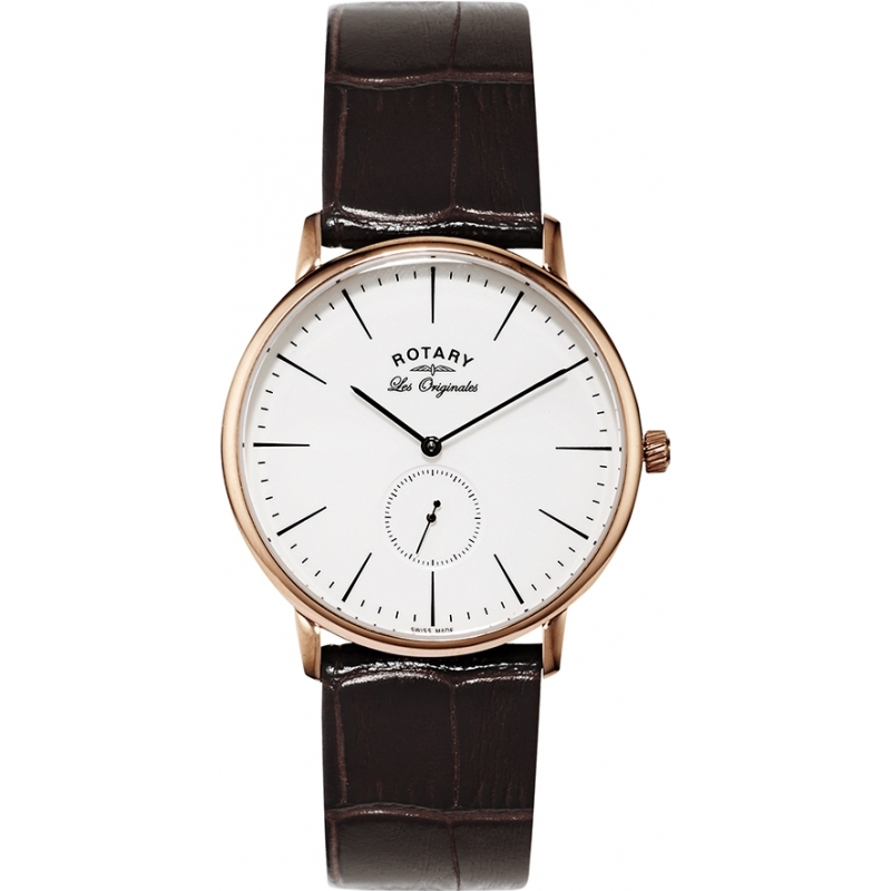 Rotary Mens Les Originales Rose Gold Brown Watch