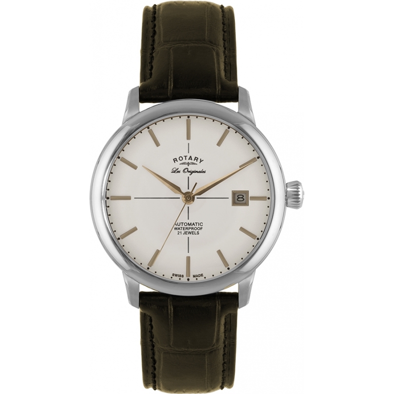 Rotary Mens Les Originales Automatic Silver Brown Watch