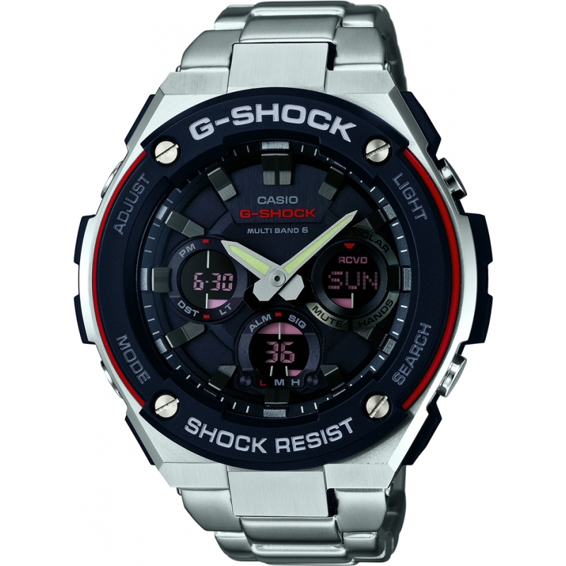 Casio Mens G-Shock Radio Controled Solar Powered Silver Watch