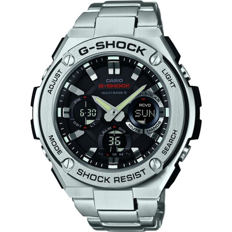 Casio Mens G-Shock Radio Controled Solar Powered Silver Watch