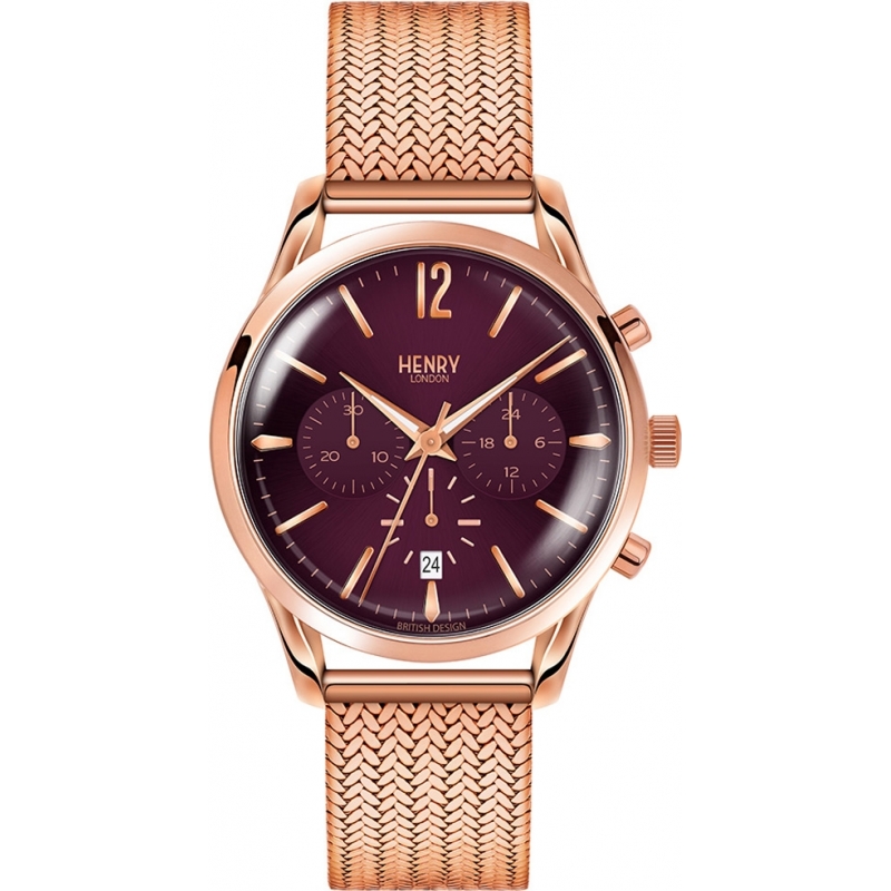 Henry London Ladies Hampstead Purple Rose Gold Chronograph Watch