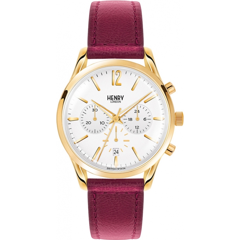 Henry London Ladies Holborn White Burgundy Chronograph Watch