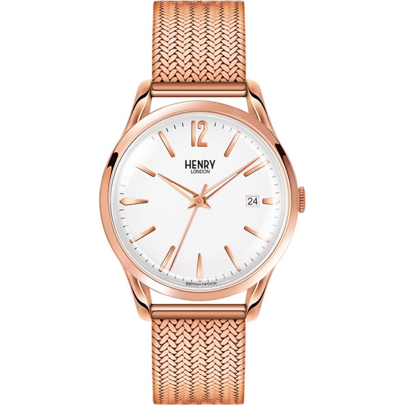 Henry London Ladies Richmond White Rose Gold Watch