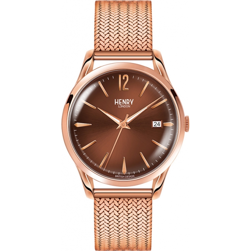 Henry London Ladies Harrow Brown Rose Gold Watch