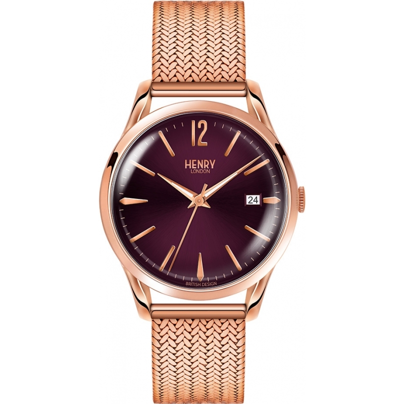 Henry London Ladies Hampstead Purple Rose Gold Watch