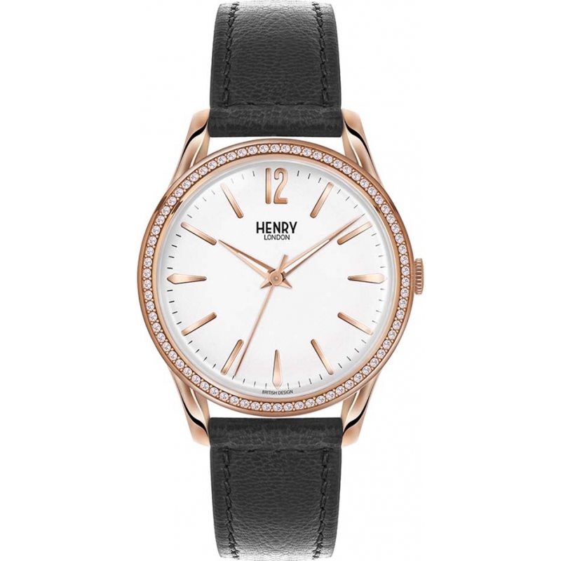 Henry London Ladies Richmond White Black Watch with Swarovski Elements