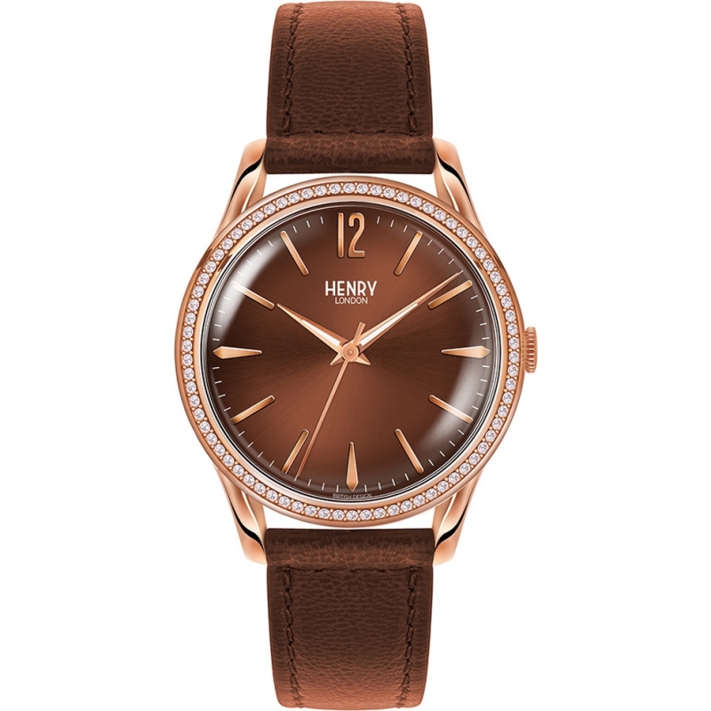 Henry London Ladies Harrow Dark Brown Watch with Swarovski Elements