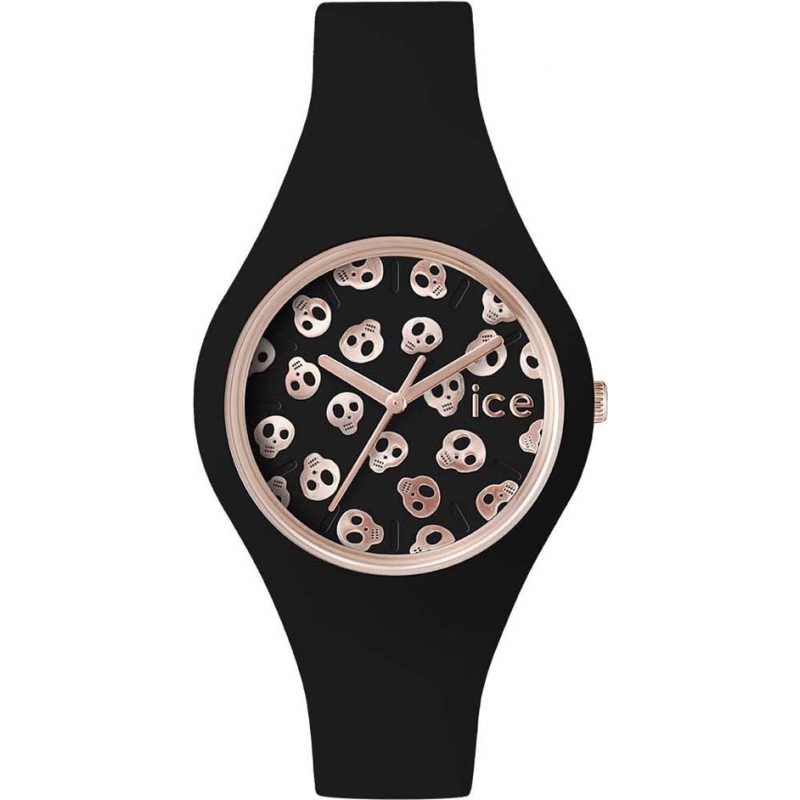 Ice-Watch Ladies Ice-Skull Small Black Silicone Strap Watch
