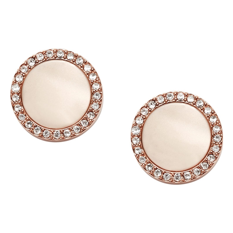 Fossil Ladies Fashion Rose Gold Tone Stud Earrings