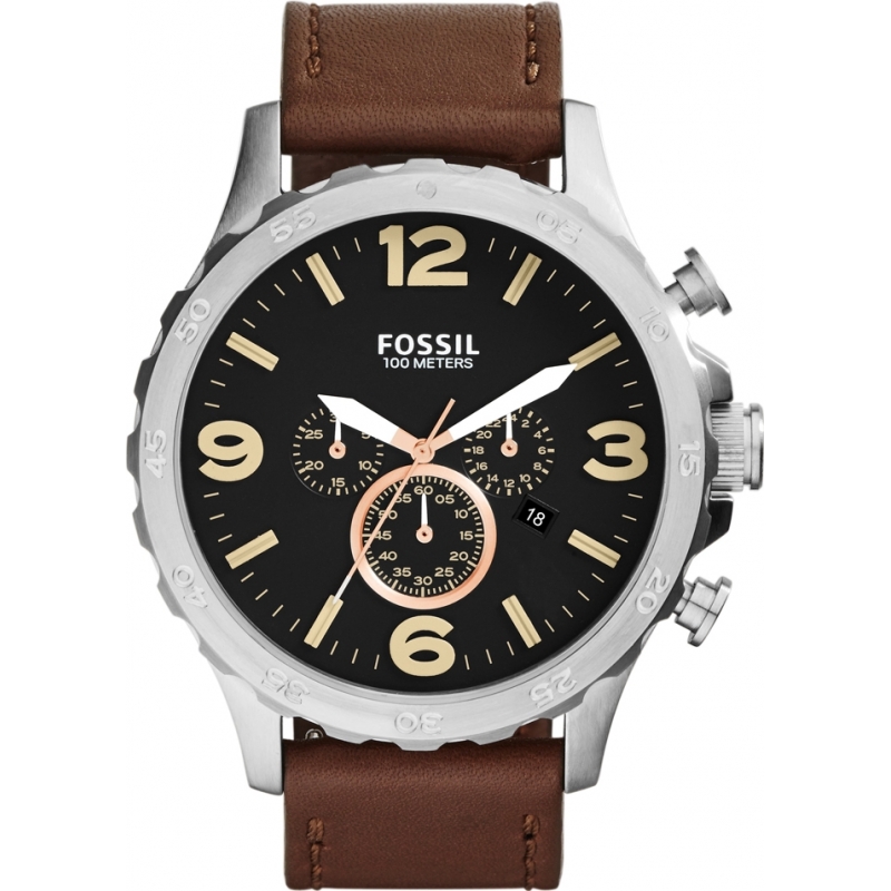 Fossil Mens Nate Chronograph Brown Watch