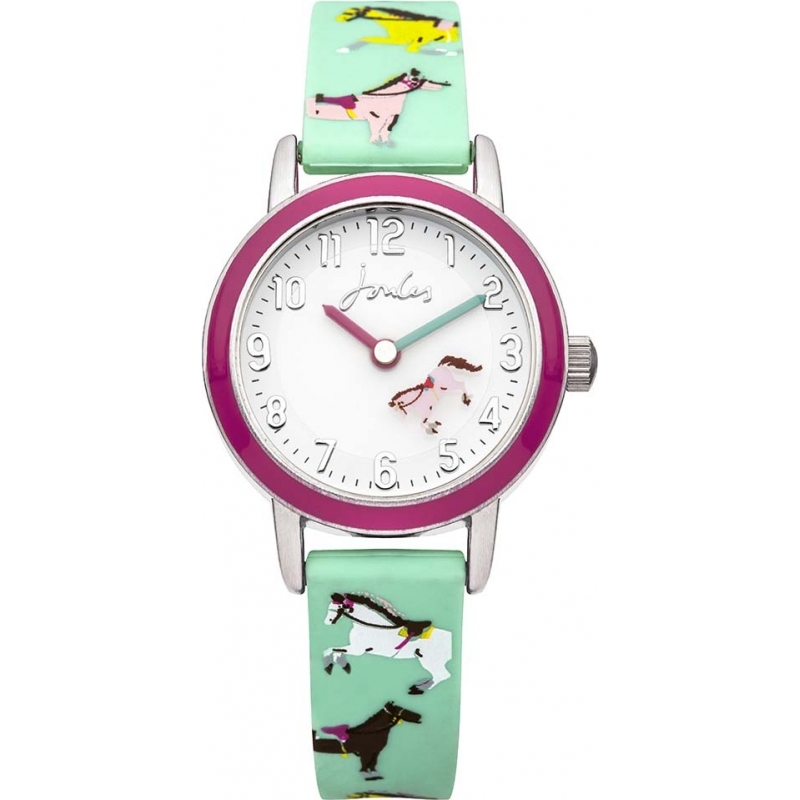 Joules Girls Turquoise Horse Printed Silicone Watch