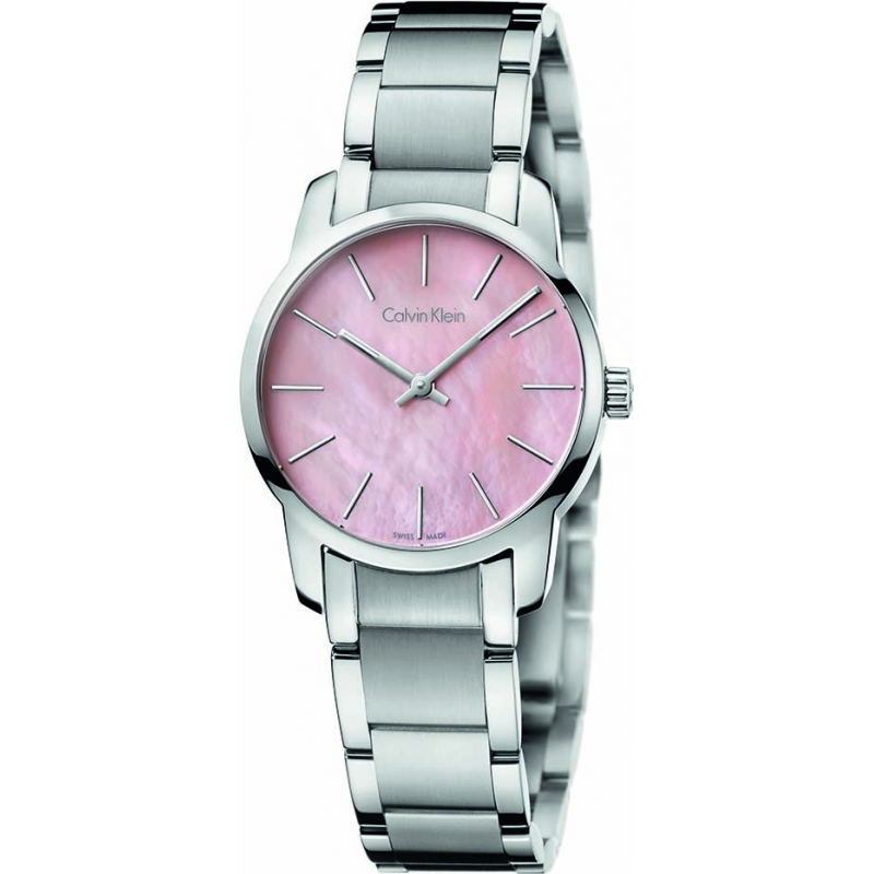 Calvin Klein Ladies City Pink Silver Tone Watch