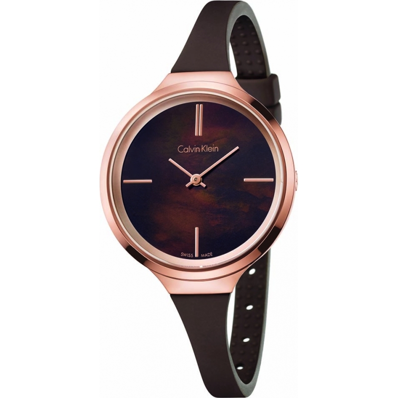 Calvin Klein Ladies Lively Brown Silicone Strap Watch