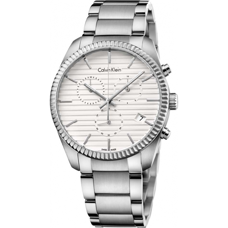 Calvin Klein Mens Alliance Silver Chronograph Watch