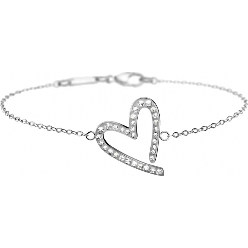 Calvin Klein Ladies Joyous Silver Cz Set Heart Bracelet