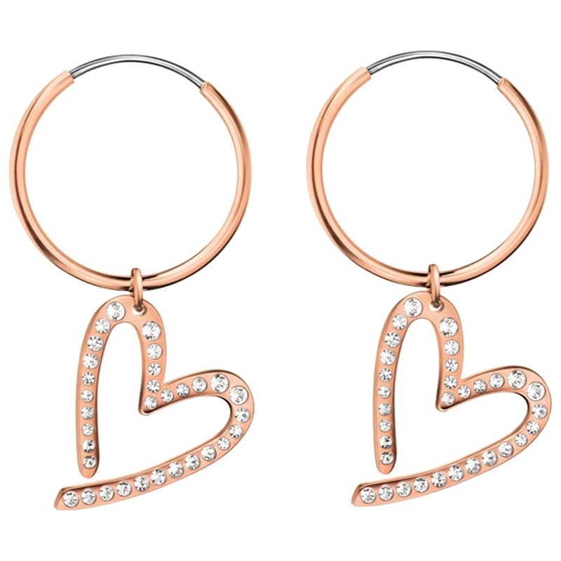 Calvin Klein Ladies Joyous Rose Gold Cz Set Heart Earring