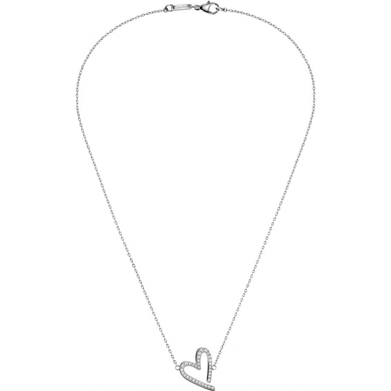 Calvin Klein Ladies Joyous Silver Cz Set Heart Pendant Necklace