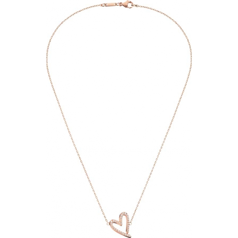 Calvin Klein Ladies Joyous Rose Gold Cz Set Heart Pendant Necklace