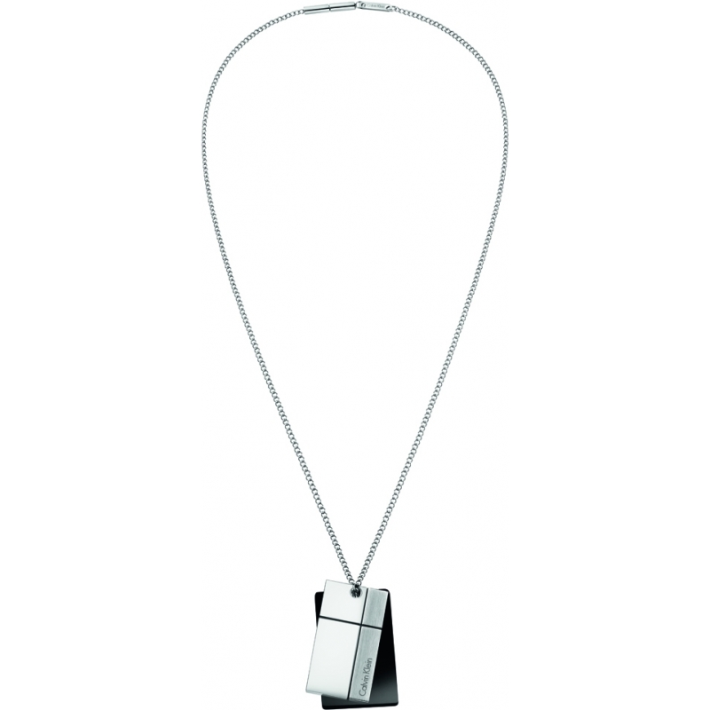 Calvin Klein Mens Constructed Two Tone Steel Pendant Necklace