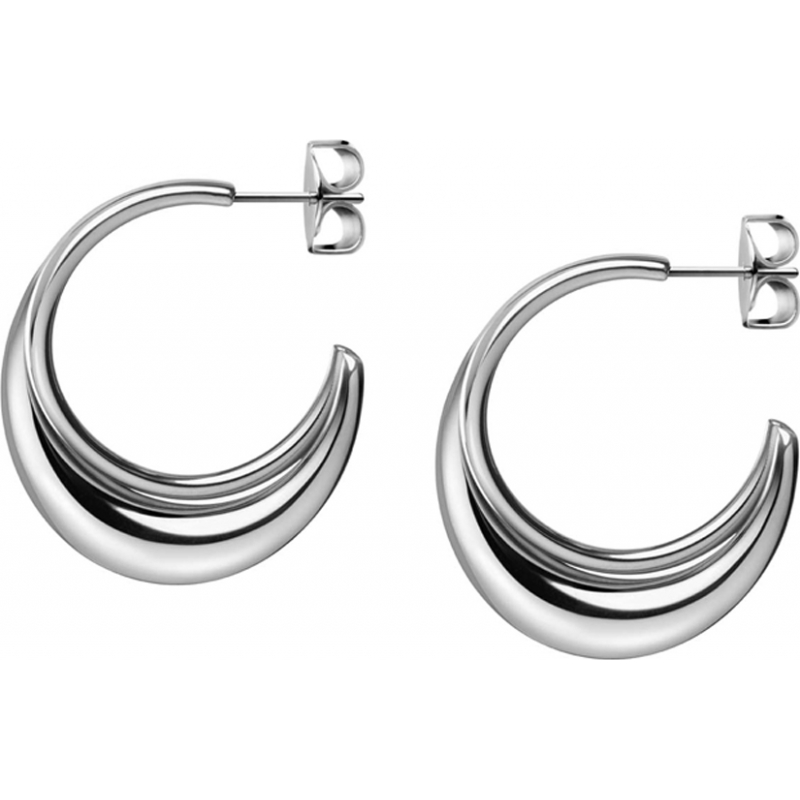 Calvin Klein Ladies Fluid Silver Half Hoop Earring
