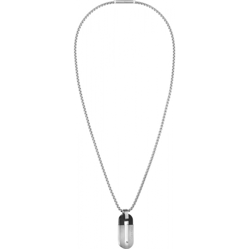 Calvin Klein Mens Magnet Grey and Black Plated Pendant