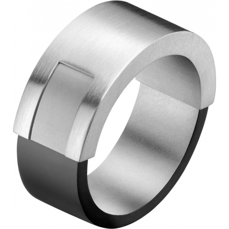 Calvin Klein Mens Magnet Size T. 5 Grey and Black Plated Ring