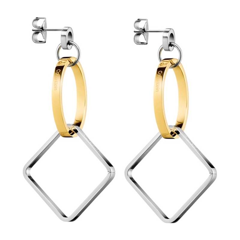 Calvin Klein Ladies Wonder Silver and Yellow Gold Earring