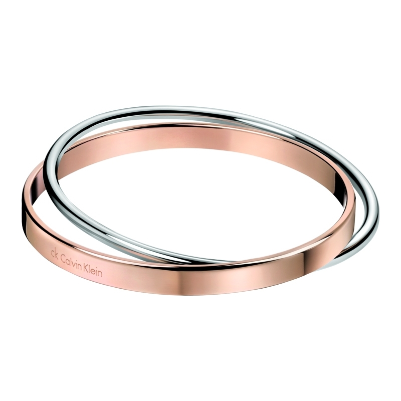 Calvin Klein Ladies Coil Steel and Rose Gold Plated Bangle