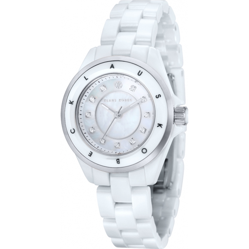 Klaus Kobec Ladies Luna Steel and White Ceramic Watch