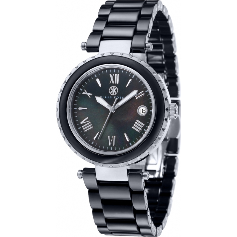 Klaus Kobec Ladies Venus Steel and Black Ceramic Watch