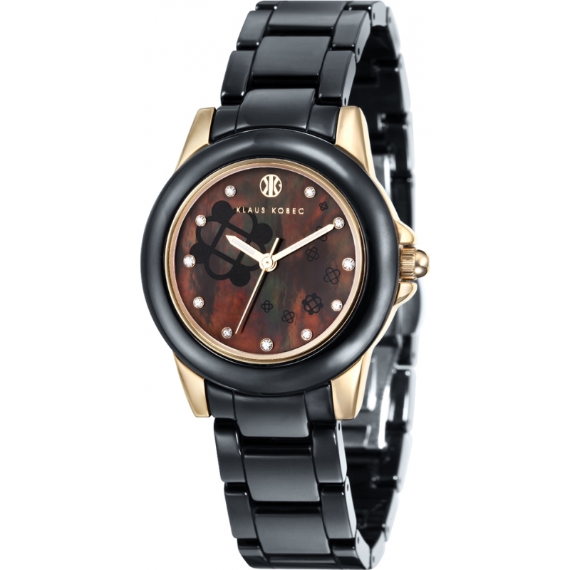 Klaus Kobec Ladies Vesta Gold and Black Ceramic Watch