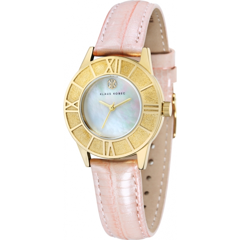 Klaus Kobec Ladies Agnes Baby Pink Icy Leather Strap Watch